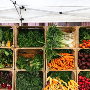 Locally-grown produce at a farmers market