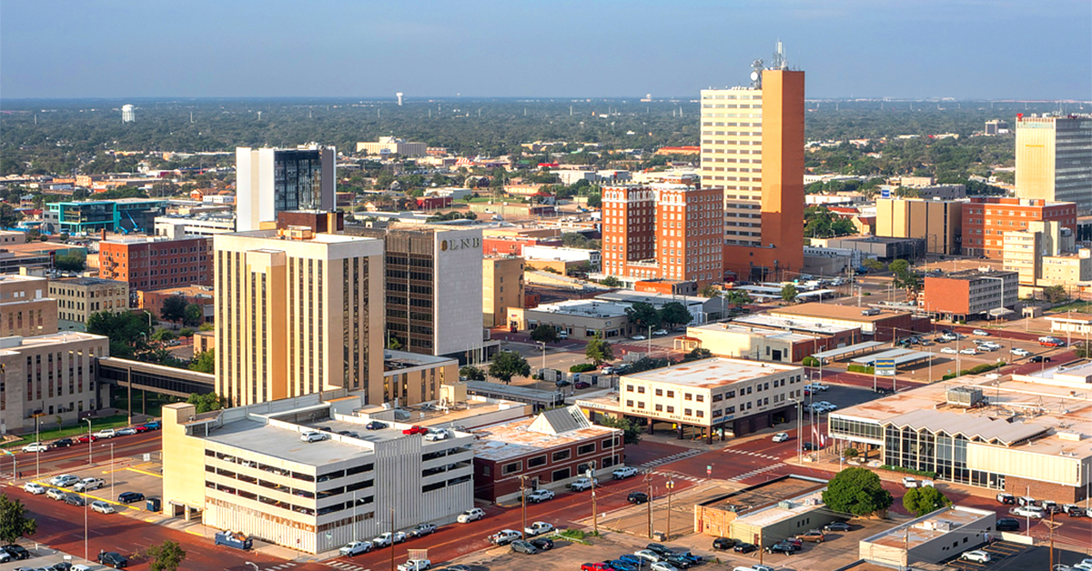 Aerial view of Downtown Lubbock 