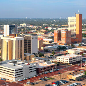 Aerial view of Downtown Lubbock