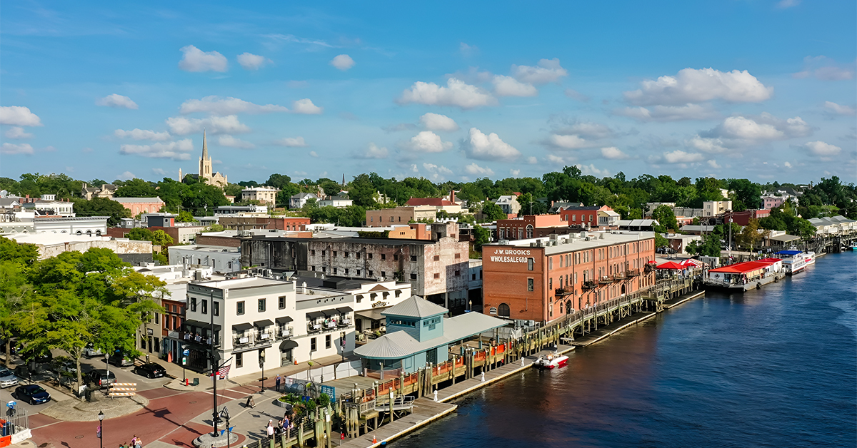 View of businesses on the Wilmington coast